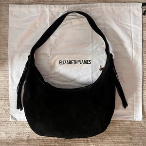 Elizabeth and James large suede hobo bag with side fringe detail.